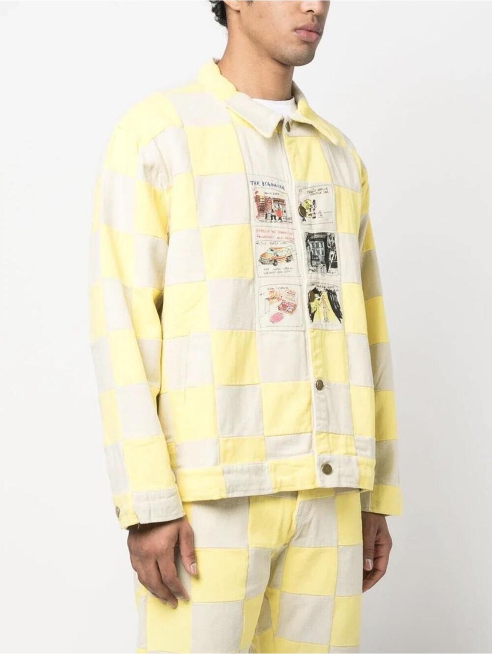 KidSuper Studios SS23 Jacket NWT Medium Yellow Checkerboard Patchwork Rare